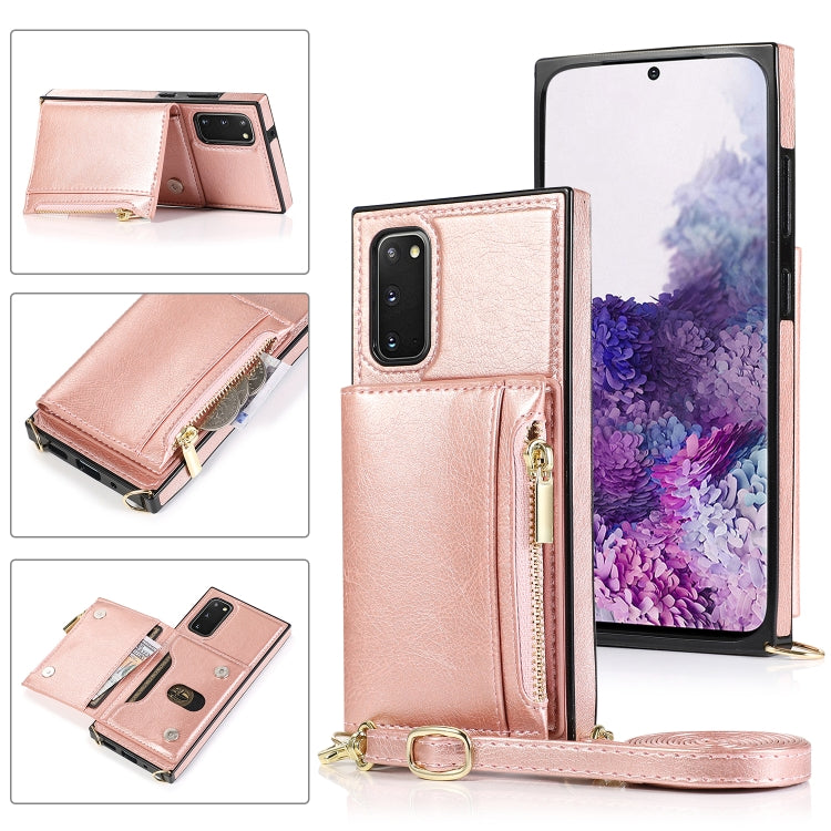 Square Zipper Wallet Bag TPU+PU Back Cover Case with Holder & Card Slots & Wallet & Cross-body Strap, For Samsung Galaxy S10 Plus, For Samsung Galaxy S20, For Samsung Galaxy S20 Plus, For Samsung Galaxy S20 Ultra, For Samsung Galaxy Note20