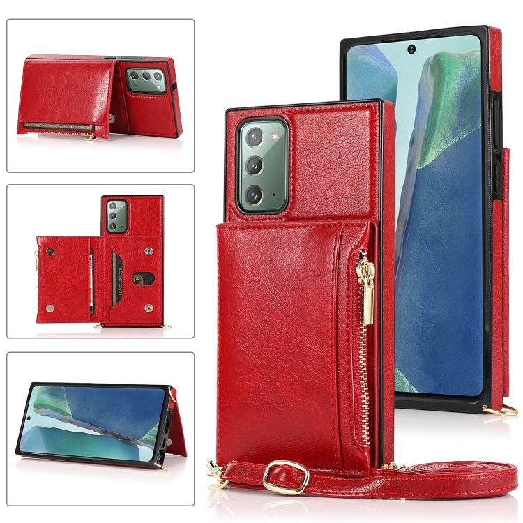 Square Zipper Wallet Bag TPU+PU Back Cover Case with Holder & Card Slots & Wallet & Cross-body Strap, For Samsung Galaxy S10 Plus, For Samsung Galaxy S20, For Samsung Galaxy S20 Plus, For Samsung Galaxy S20 Ultra, For Samsung Galaxy Note20
