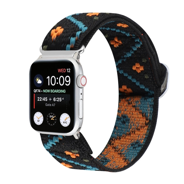 Metal Japanese Buckle Elastic Nylon Replacement Watchbands, For Apple Watch Series 7 45mm / 6 & SE & 5 & 4 44mm / 3 & 2 & 1 42mm, For Apple Watch Series 8&7 41mm / SE 2&6&SE&5&4 40mm / 3&2&1 38mm