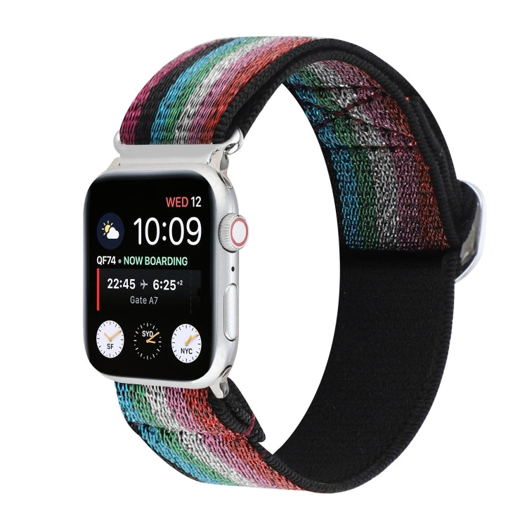 Metal Japanese Buckle Elastic Nylon Replacement Watchbands, For Apple Watch Series 7 45mm / 6 & SE & 5 & 4 44mm / 3 & 2 & 1 42mm, For Apple Watch Series 8&7 41mm / SE 2&6&SE&5&4 40mm / 3&2&1 38mm