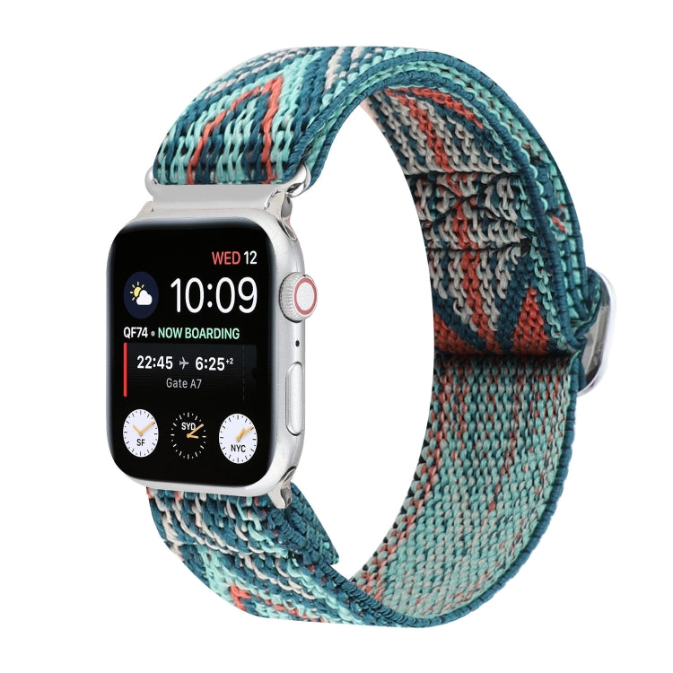 Metal Japanese Buckle Elastic Nylon Replacement Watchbands, For Apple Watch Series 7 45mm / 6 & SE & 5 & 4 44mm / 3 & 2 & 1 42mm, For Apple Watch Series 8&7 41mm / SE 2&6&SE&5&4 40mm / 3&2&1 38mm