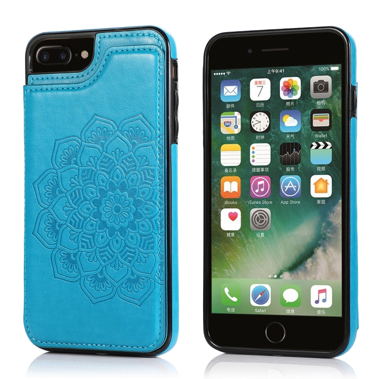 Double Buckle Mandala Pattern PU+TPU Protective Case with Card Slots & Holder & Photo Frame, For iPhone SE 2022 / SE 2020 / 8 / 7, For iPhone 7 Plus / 8 Plus, For iPhone X / XS, For iPhone XR