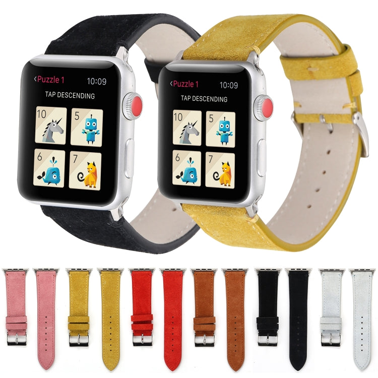 Frosted Genuine Leather Watchband For Apple Watch Series 6 & SE & 5 & 4 44mm / 3 & 2 & 1 42mm, For Apple Watch Series 7 45mm / 6 & SE & 5 & 4 44mm / 3 & 2 & 1 42mm