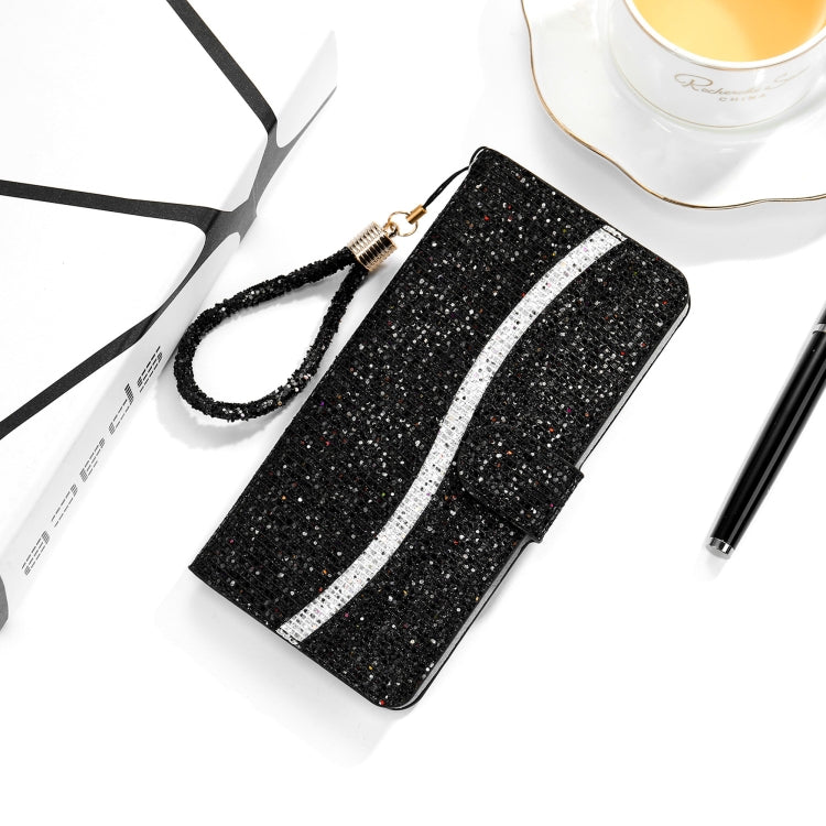 Glitter Powder Horizontal Flip Leather Case with Card Slots & Holder & Lanyard, For Samsung Galaxy S21+ 5G, For Samsung Galaxy S21 Ultra 5G, For Samsung Galaxy S21 5G, For Samsung Galaxy A42