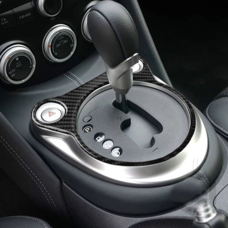 Car Carbon Fiber Whole Gear Position Console Panel Decorative Sticker for Nissan 370Z Z34 2009-, Left and Right Drive Universal, Whole Gear Position Console Panel
