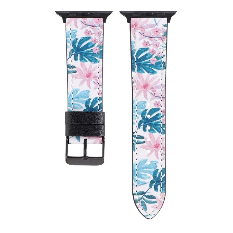 Printed Leather Watch Strap, For Apple Watch Series 7 45mm / 6 & SE & 5 & 4 44mm / 3 & 2 & 1 42mm, For Apple Watch Series 8&7 41mm / SE 2&6&SE&5&4 40mm / 3&2&1 38mm