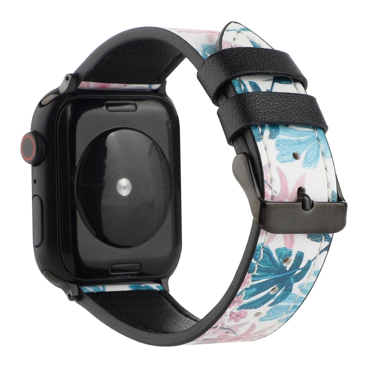 Printed Leather Watch Strap, For Apple Watch Series 7 45mm / 6 & SE & 5 & 4 44mm / 3 & 2 & 1 42mm, For Apple Watch Series 8&7 41mm / SE 2&6&SE&5&4 40mm / 3&2&1 38mm
