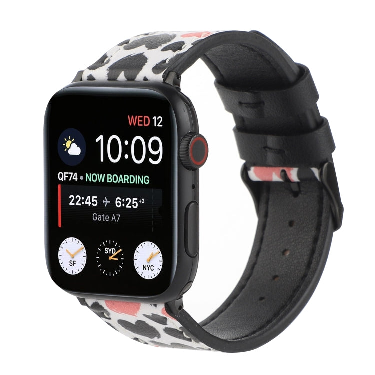 Printed Leather Watch Strap, For Apple Watch PSeries 7 41mm / 6 & SE & 5 & 4 40mm / 3 & 2 & 1 38mm, For Apple Watch Ultra 49mm / Series 8&7 45mm / SE 2&6&SE&5&4 44mm / 3&2&1 42mm