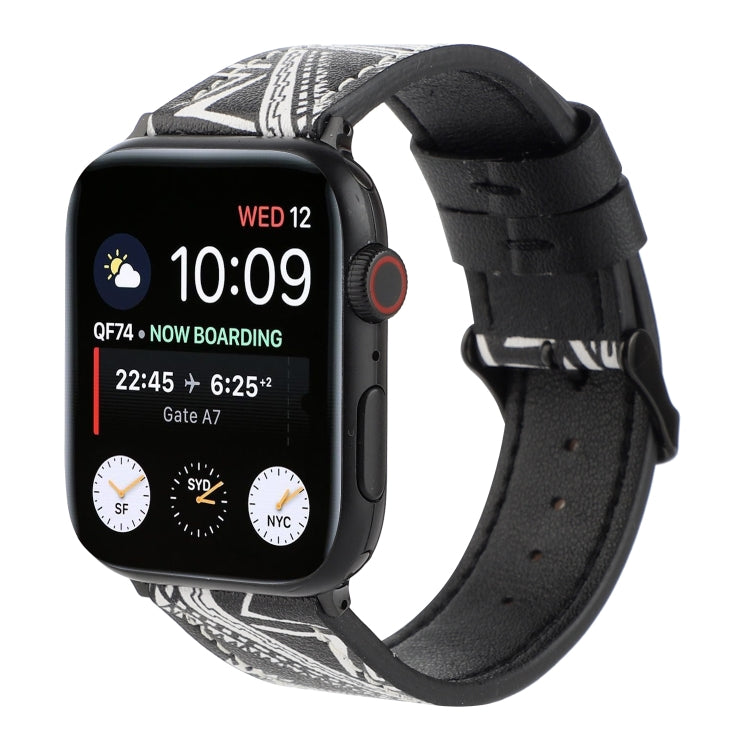 Printed Leather Watch Strap, For Apple Watch Series 7 45mm / 6 & SE & 5 & 4 44mm / 3 & 2 & 1 42mm, For Apple Watch Series 8&7 41mm / SE 2&6&SE&5&4 40mm / 3&2&1 38mm