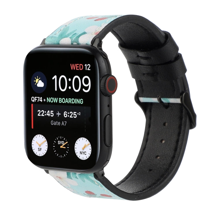 Printed Leather Watch Strap, For Apple Watch Series 7 45mm / 6 & SE & 5 & 4 44mm / 3 & 2 & 1 42mm, For Apple Watch Series 8&7 41mm / SE 2&6&SE&5&4 40mm / 3&2&1 38mm