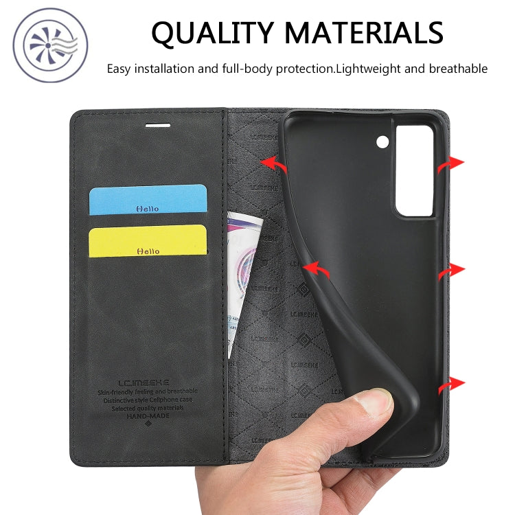 LC.IMEEKE Strong Magnetism Ultra-thin Horizontal Flip Matte TPU + PU Leather Case with Holder & Card Slots & Wallet, For Samsung Galaxy S21 5G, For Samsung Galaxy S21+ 5G, For Samsung Galaxy S21 Ultra 5G