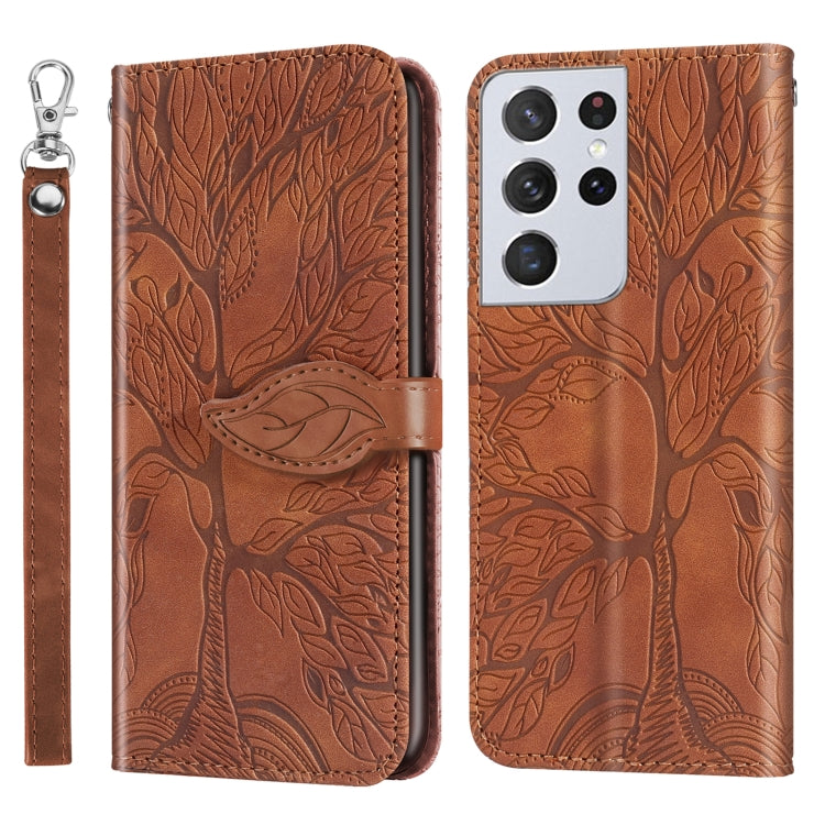 Life of Tree Embossing Pattern Horizontal Flip Leather Case with Holder & Card Slot & Wallet & Photo Frame & Lanyard, For Samsung Galaxy S21+ 5G, For Samsung Galaxy S21 Ultra 5G