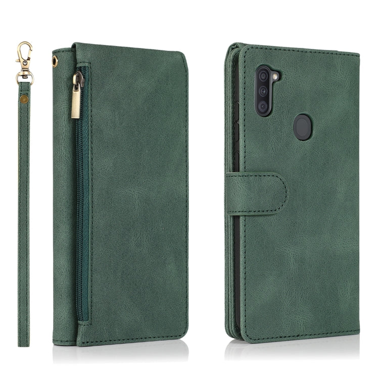 Skin-feel Crazy Horse Texture Zipper Wallet Bag Horizontal Flip Leather Case with Holder & Card Slots & Wallet & Lanyard, For Samsung Galaxy A11, For Samsung Galaxy A12, For Samsung Galaxy A20 / A30, For Samsung Galaxy A21