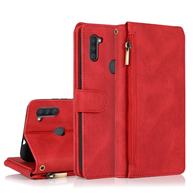 Skin-feel Crazy Horse Texture Zipper Wallet Bag Horizontal Flip Leather Case with Holder & Card Slots & Wallet & Lanyard, For Samsung Galaxy A11, For Samsung Galaxy A12, For Samsung Galaxy A20 / A30, For Samsung Galaxy A21