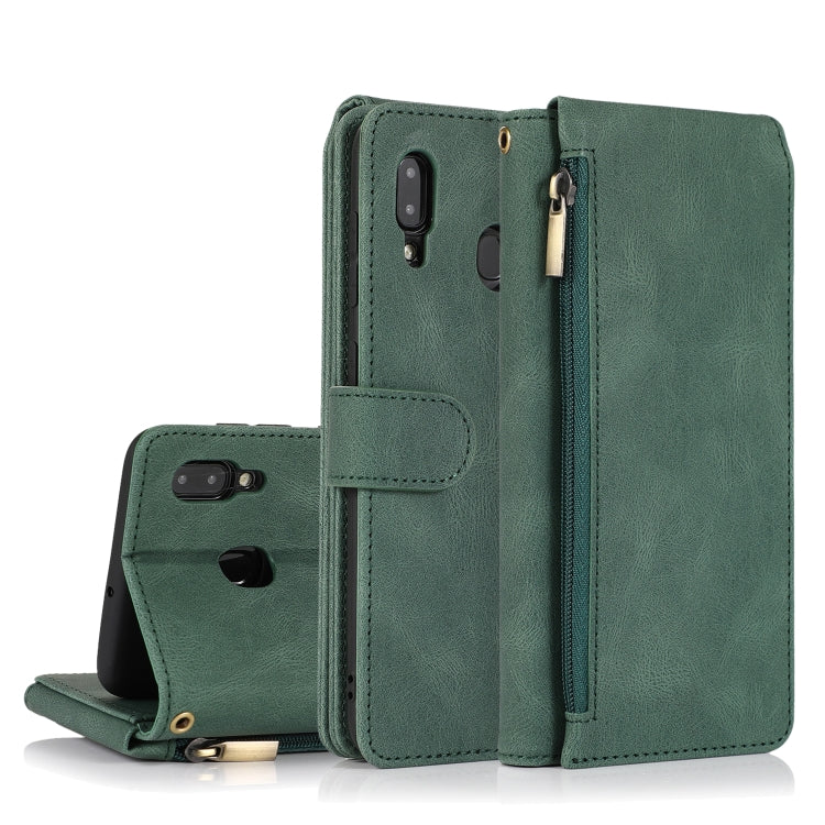 Skin-feel Crazy Horse Texture Zipper Wallet Bag Horizontal Flip Leather Case with Holder & Card Slots & Wallet & Lanyard, For Samsung Galaxy A11, For Samsung Galaxy A12, For Samsung Galaxy A20 / A30, For Samsung Galaxy A21