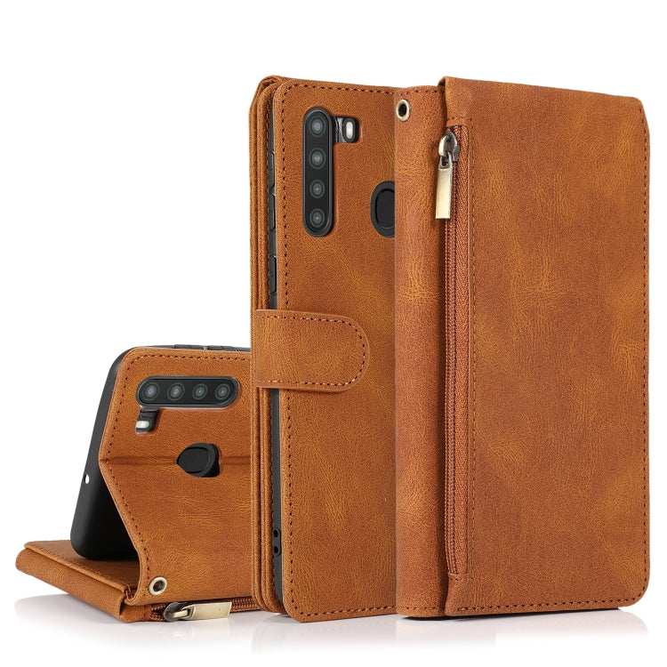 Skin-feel Crazy Horse Texture Zipper Wallet Bag Horizontal Flip Leather Case with Holder & Card Slots & Wallet & Lanyard, For Samsung Galaxy A11, For Samsung Galaxy A12, For Samsung Galaxy A20 / A30, For Samsung Galaxy A21