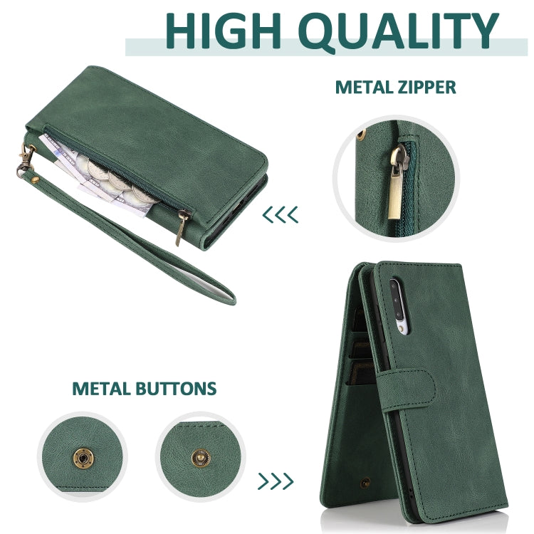 Skin-feel Crazy Horse Texture Zipper Wallet Bag Horizontal Flip Leather Case with Holder & Card Slots & Wallet & Lanyard, For Samsung Galaxy A50, For Samsung Galaxy A51, For Samsung Galaxy A51 5G, For Samsung Galaxy A52 5G