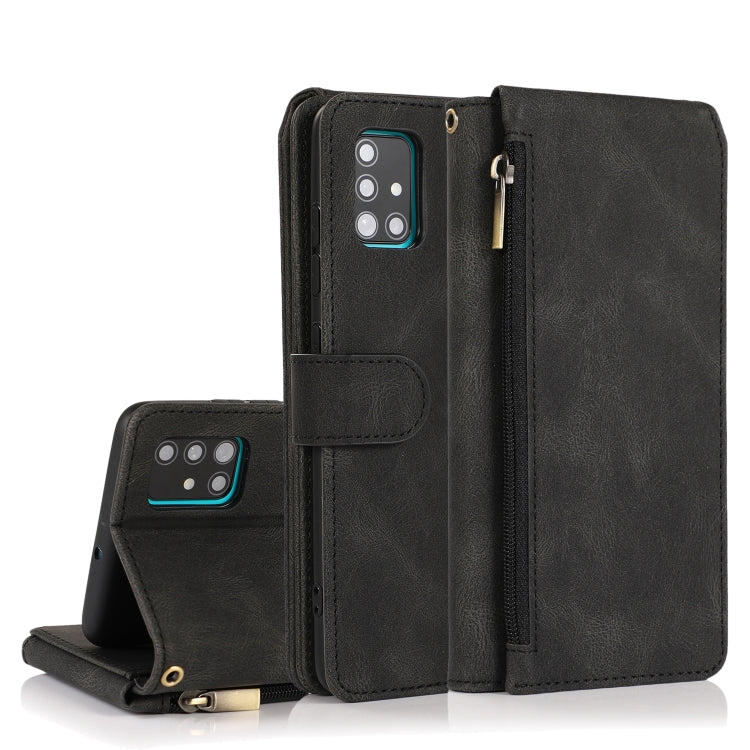 Skin-feel Crazy Horse Texture Zipper Wallet Bag Horizontal Flip Leather Case with Holder & Card Slots & Wallet & Lanyard, For Samsung Galaxy A50, For Samsung Galaxy A51, For Samsung Galaxy A51 5G, For Samsung Galaxy A52 5G