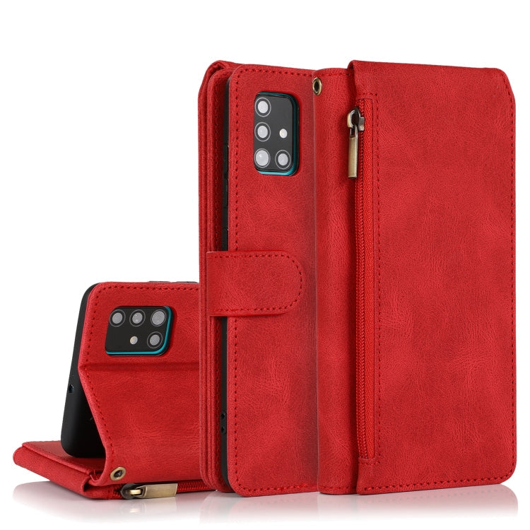 Skin-feel Crazy Horse Texture Zipper Wallet Bag Horizontal Flip Leather Case with Holder & Card Slots & Wallet & Lanyard, For Samsung Galaxy A50, For Samsung Galaxy A51, For Samsung Galaxy A51 5G, For Samsung Galaxy A52 5G