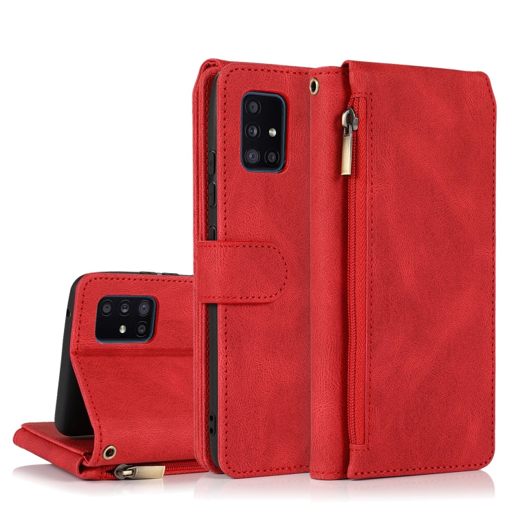 Skin-feel Crazy Horse Texture Zipper Wallet Bag Horizontal Flip Leather Case with Holder & Card Slots & Wallet & Lanyard, For Samsung Galaxy A50, For Samsung Galaxy A51, For Samsung Galaxy A51 5G, For Samsung Galaxy A52 5G