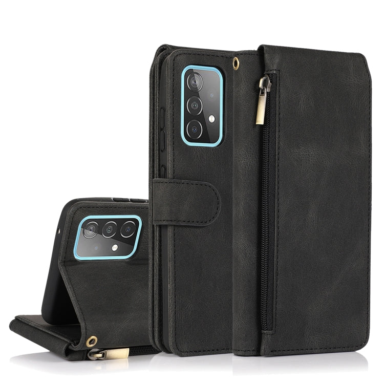 Skin-feel Crazy Horse Texture Zipper Wallet Bag Horizontal Flip Leather Case with Holder & Card Slots & Wallet & Lanyard, For Samsung Galaxy A50, For Samsung Galaxy A51, For Samsung Galaxy A51 5G, For Samsung Galaxy A52 5G