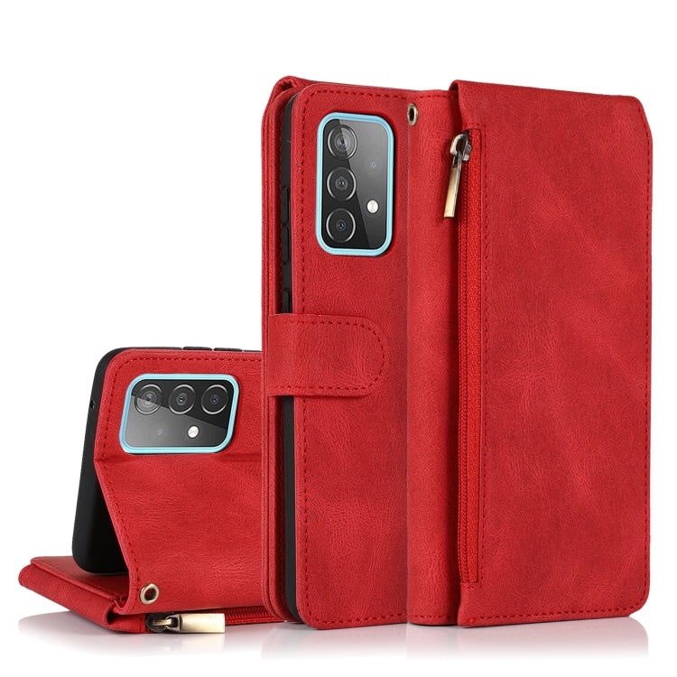 Skin-feel Crazy Horse Texture Zipper Wallet Bag Horizontal Flip Leather Case with Holder & Card Slots & Wallet & Lanyard, For Samsung Galaxy A50, For Samsung Galaxy A51, For Samsung Galaxy A51 5G, For Samsung Galaxy A52 5G