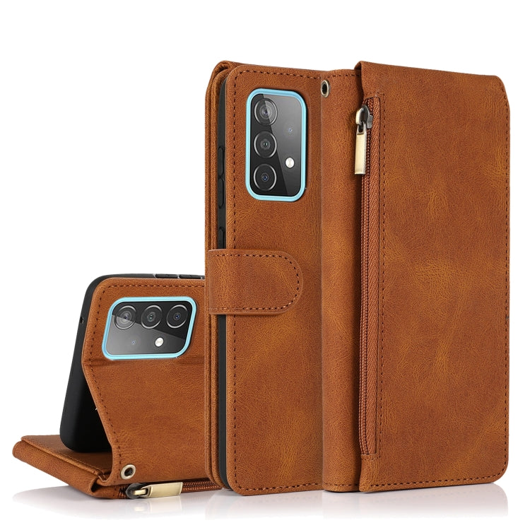 Skin-feel Crazy Horse Texture Zipper Wallet Bag Horizontal Flip Leather Case with Holder & Card Slots & Wallet & Lanyard, For Samsung Galaxy A50, For Samsung Galaxy A51, For Samsung Galaxy A51 5G, For Samsung Galaxy A52 5G