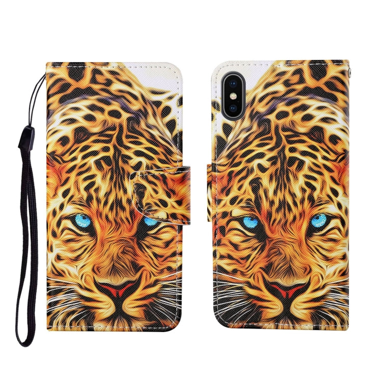 Painted Pattern Horizontal Flip Leathe Case, For iPhone X