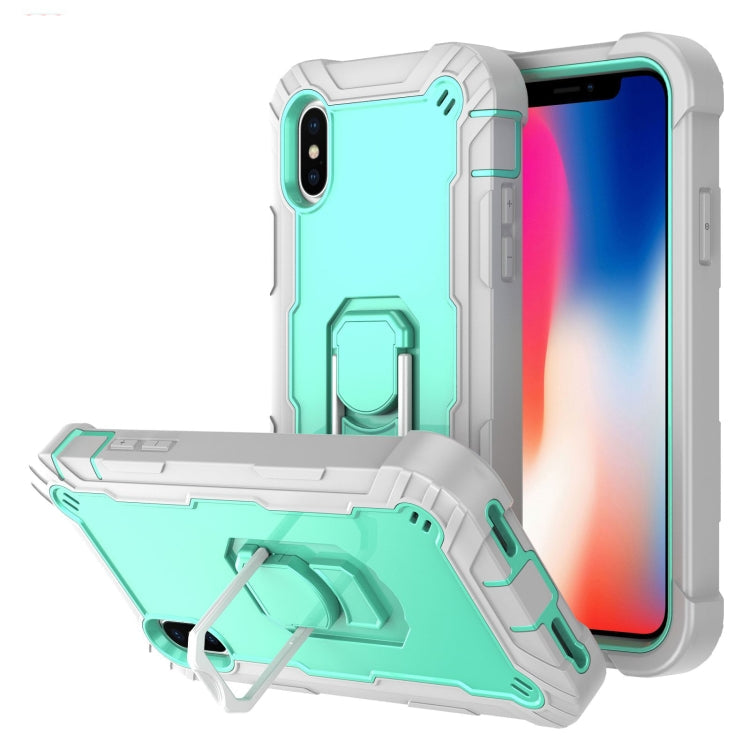 PC + Rubber 3-layers Shockproof Protective Case with Rotating Holder, For iPhone SE 2022 / SE 2020 / 8 / 7, For iPhone XS / X