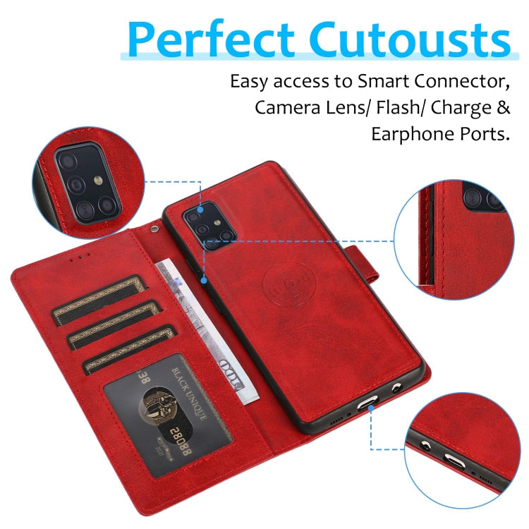 Calf Texture 2 in 1 Detachable Magnetic Back Cover Horizontal Flip Leather Case with Holder & Card Slots & Wallet & Photo Frame, For Samsung Galaxy A51 5G, For Samsung Galaxy A52 5G / 4G, For Samsung Galaxy A70, For Samsung Galaxy A71