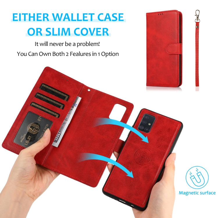 Calf Texture 2 in 1 Detachable Magnetic Back Cover Horizontal Flip Leather Case with Holder & Card Slots & Wallet & Photo Frame, For Samsung Galaxy A51 5G, For Samsung Galaxy A52 5G / 4G, For Samsung Galaxy A70, For Samsung Galaxy A71