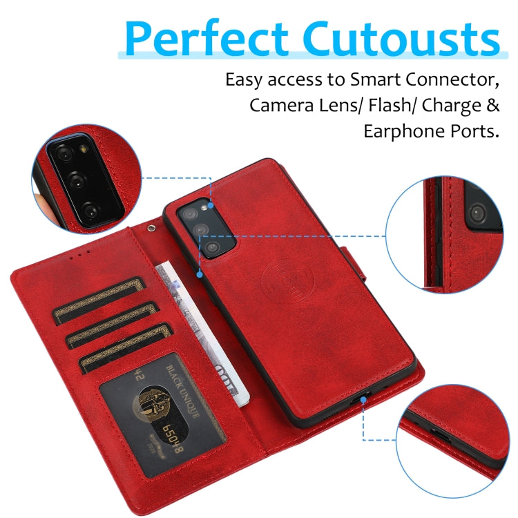 Calf Texture 2 in 1 Detachable Magnetic Back Cover Horizontal Flip Leather Case with Holder & Card Slots & Wallet & Photo Frame, For Samsung Galaxy S20 FE, For Samsung Galaxy S20 Ultra, For Samsung Galaxy S21 Ultra 5G, For Samsung Galaxy S21+ 5G