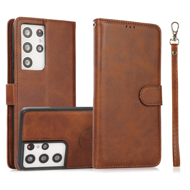 Calf Texture 2 in 1 Detachable Magnetic Back Cover Horizontal Flip Leather Case with Holder & Card Slots & Wallet & Photo Frame, For Samsung Galaxy S20 FE, For Samsung Galaxy S20 Ultra, For Samsung Galaxy S21 Ultra 5G, For Samsung Galaxy S21+ 5G