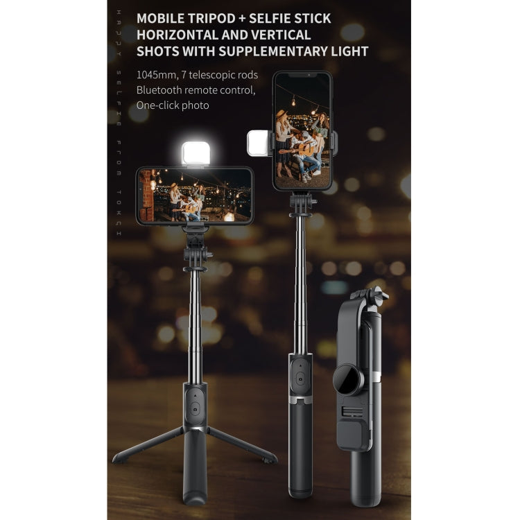 Q02S Fill Light Bluetooth Selfie Stick Tripod Mobile Phone Holder, Q02S(Black), Q02S(White)
