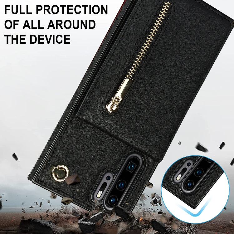 Cross-body Zipper Square TPU+PU Back Cover Case with Holder & Card Slots & Wallet & Strap, For Huawei P30 Pro, For Huawei P40, For Huawei P40 Pro