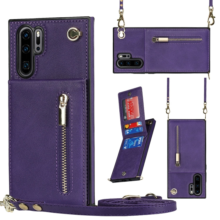 Cross-body Zipper Square TPU+PU Back Cover Case with Holder & Card Slots & Wallet & Strap, For Huawei P30 Pro, For Huawei P40, For Huawei P40 Pro