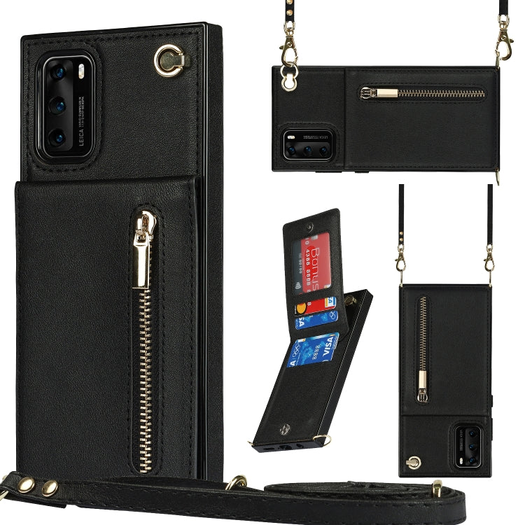 Cross-body Zipper Square TPU+PU Back Cover Case with Holder & Card Slots & Wallet & Strap, For Huawei P30 Pro, For Huawei P40, For Huawei P40 Pro