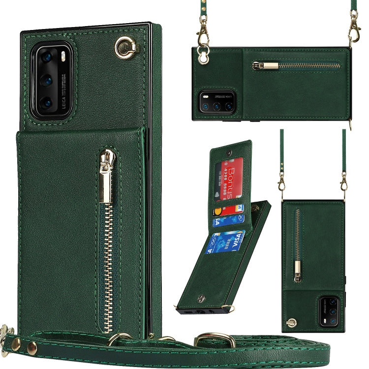 Cross-body Zipper Square TPU+PU Back Cover Case with Holder & Card Slots & Wallet & Strap, For Huawei P30 Pro, For Huawei P40, For Huawei P40 Pro