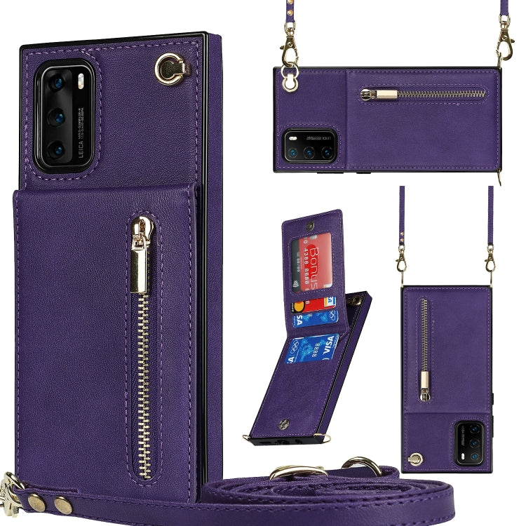 Cross-body Zipper Square TPU+PU Back Cover Case with Holder & Card Slots & Wallet & Strap, For Huawei P30 Pro, For Huawei P40, For Huawei P40 Pro