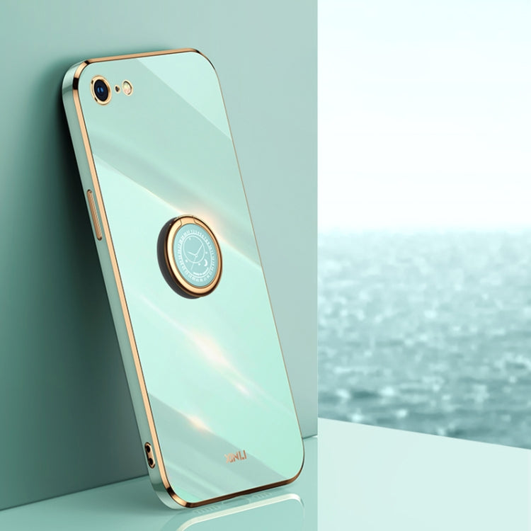XINLI Straight Edge 6D Electroplate TPU Phone Case with Ring Holder, For iPhone 6 / 6s, For iPhone 6 Plus / 6s Plus, For iPhone 8 Plus / 7 Plus