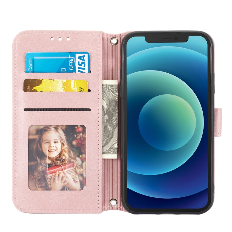 Embossed Striped Magnetic Buckle PU + TPU Horizontal Flip Leather Case with Holder & Card Slot & Wallet & Photo Frame & Sling, For iPhone 11 Pro Max, For iPhone XS / X, For iPhone XS Max, For iPhone XR
