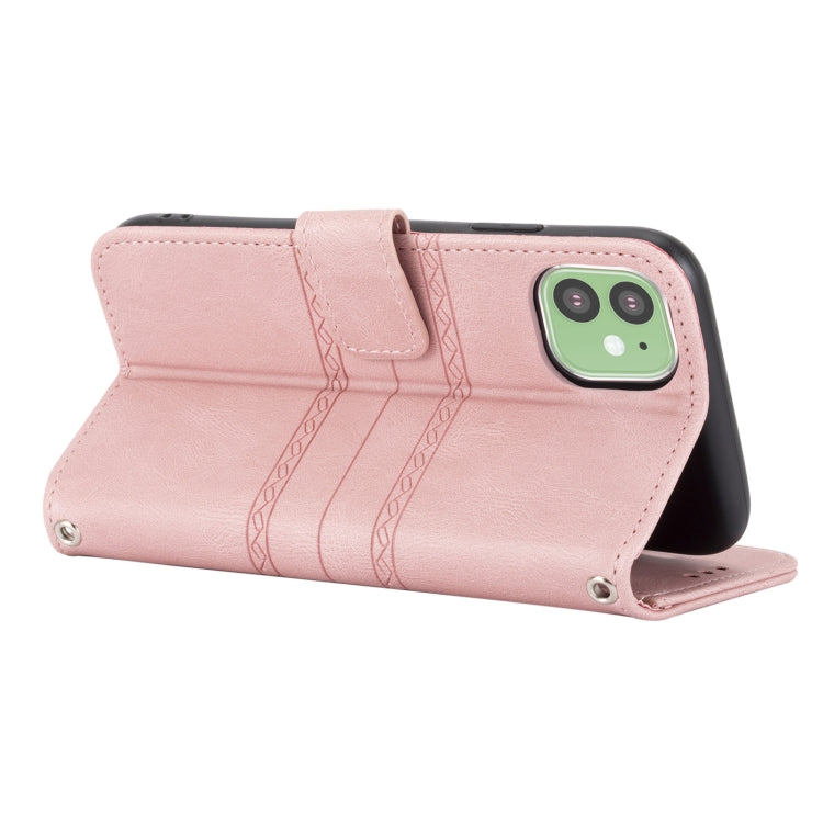 Embossed Striped Magnetic Buckle PU + TPU Horizontal Flip Leather Case with Holder & Card Slot & Wallet & Photo Frame & Sling, For iPhone 11 Pro Max, For iPhone XS / X, For iPhone XS Max, For iPhone XR