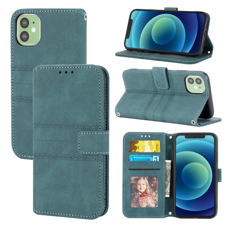 Embossed Striped Magnetic Buckle PU + TPU Horizontal Flip Leather Case with Holder & Card Slot & Wallet & Photo Frame & Sling, For iPhone 11 Pro Max, For iPhone XS / X, For iPhone XS Max, For iPhone XR