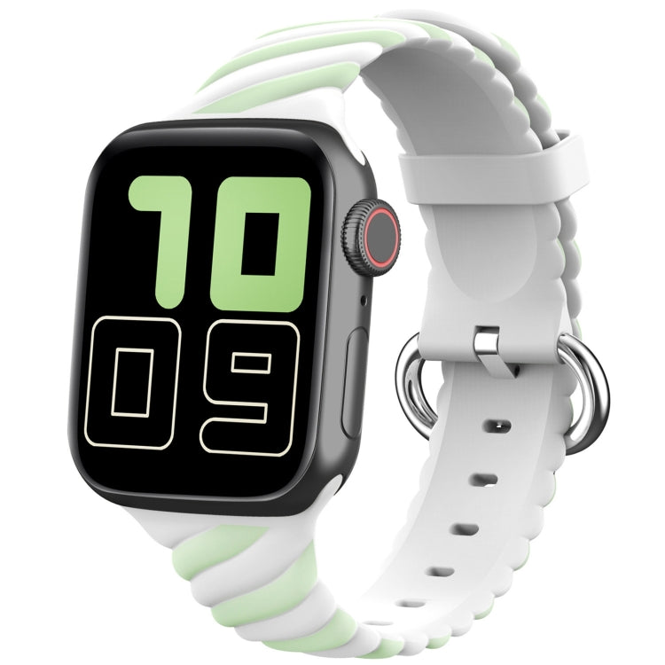 Two-color Twist Silicone Replacement Strap Watchband For Apple Watch Series, 7 41mm / 6 & SE & 5 & 4 40mm / 3 & 2 & 1 38mm, 7 45mm / 6 & SE & 5 & 4 44mm / 3 & 2 & 1 42mm