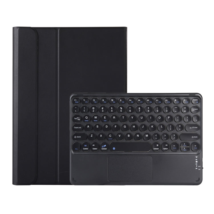 Y0N5-A TPU Case Lambskin Texture Round Keycap Bluetooth Keyboard Leather Case with Holder & Touchpad, Y0N5-A