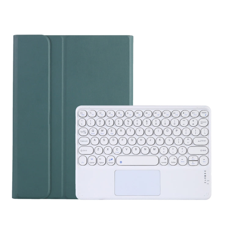 Y0N5-A TPU Case Lambskin Texture Round Keycap Bluetooth Keyboard Leather Case with Holder & Touchpad, Y0N5-A
