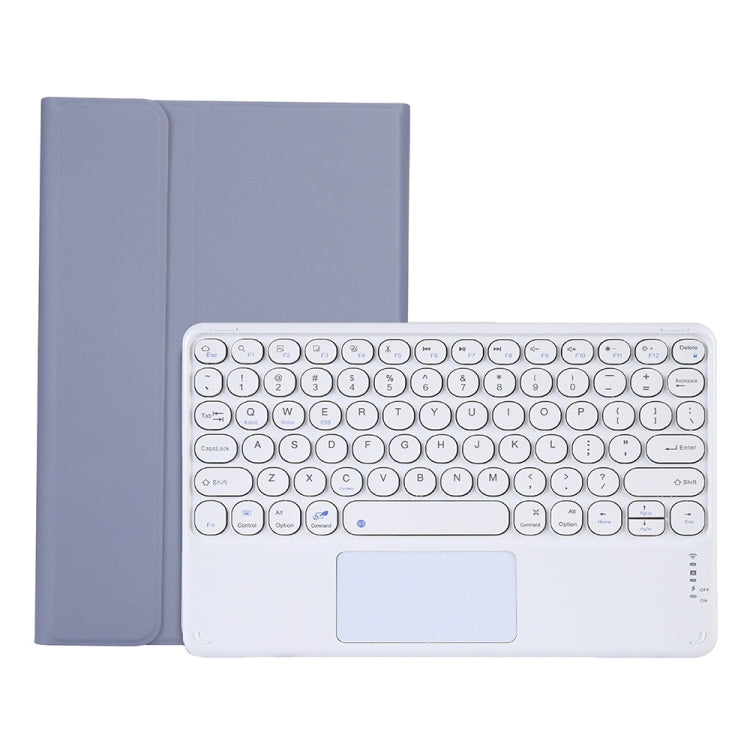 Y0N5-A TPU Case Lambskin Texture Round Keycap Bluetooth Keyboard Leather Case with Holder & Touchpad, Y0N5-A