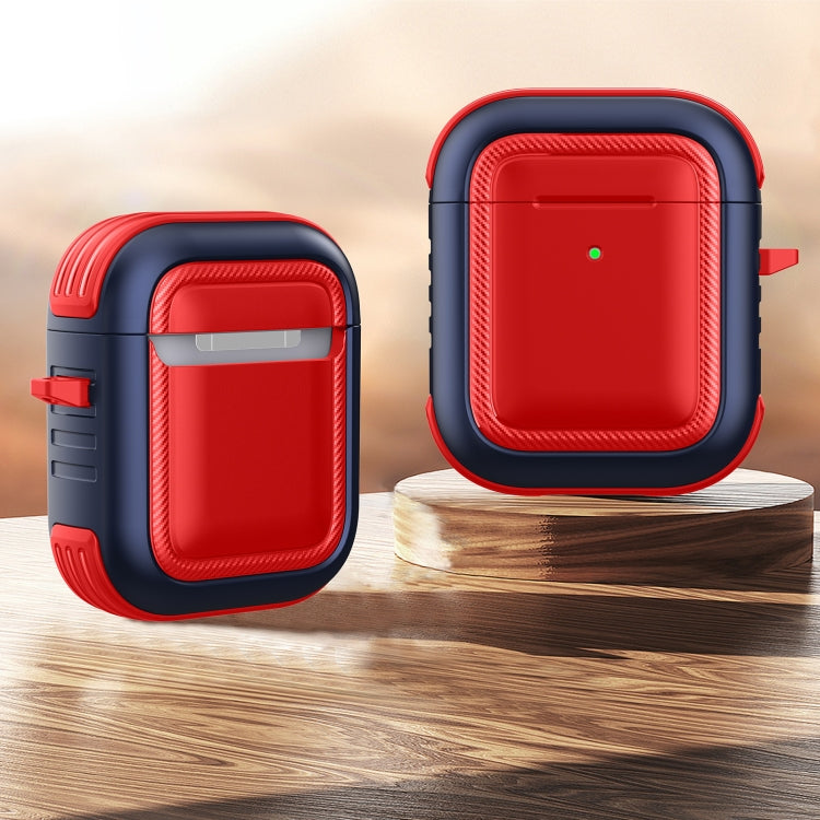Wireless Earphones Shockproof TPU + PC Protective Case with Carabiner, For AirPods 1 / 2