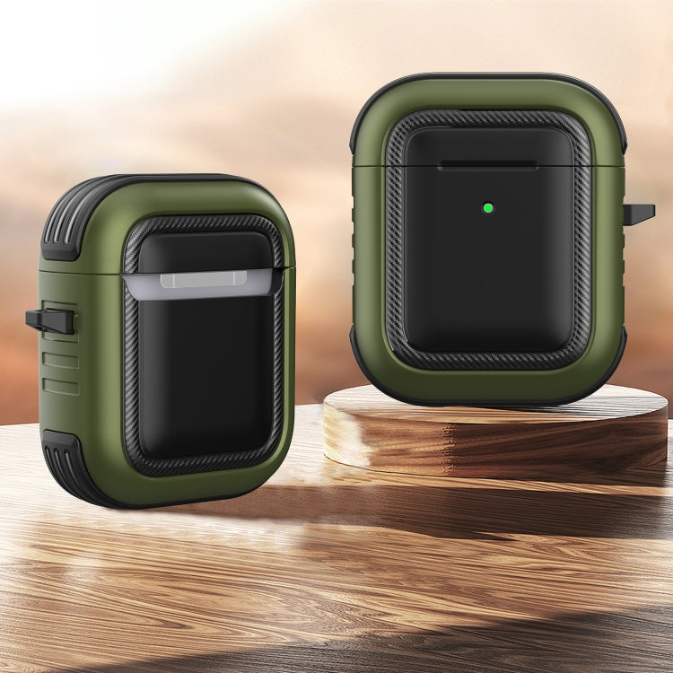Wireless Earphones Shockproof TPU + PC Protective Case with Carabiner, For AirPods 1 / 2