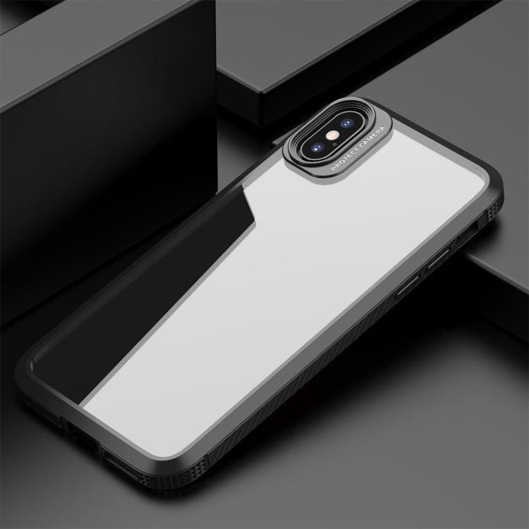 MG Series Carbon Fiber TPU + Clear PC Four-corner Airbag Shockproof Case, For iPhone X / XS, For iPhone XS Max, For iPhone XR